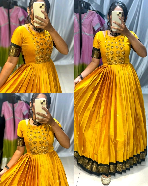 Look at our beautiful edition!crafted with black border and soft fabric !!maggam work in yolk adding elegance!! - L