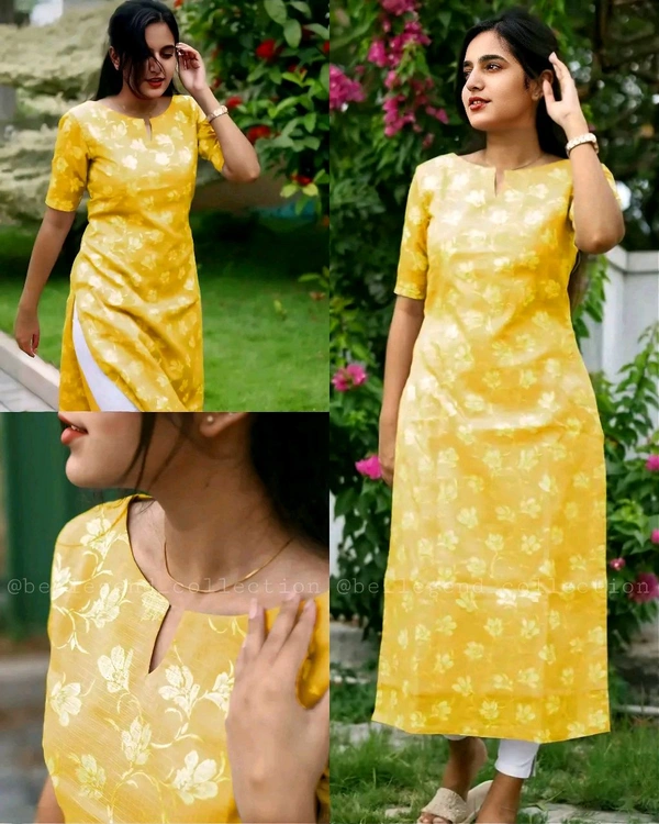 Office & College Wear KURTIS - Yellow, L