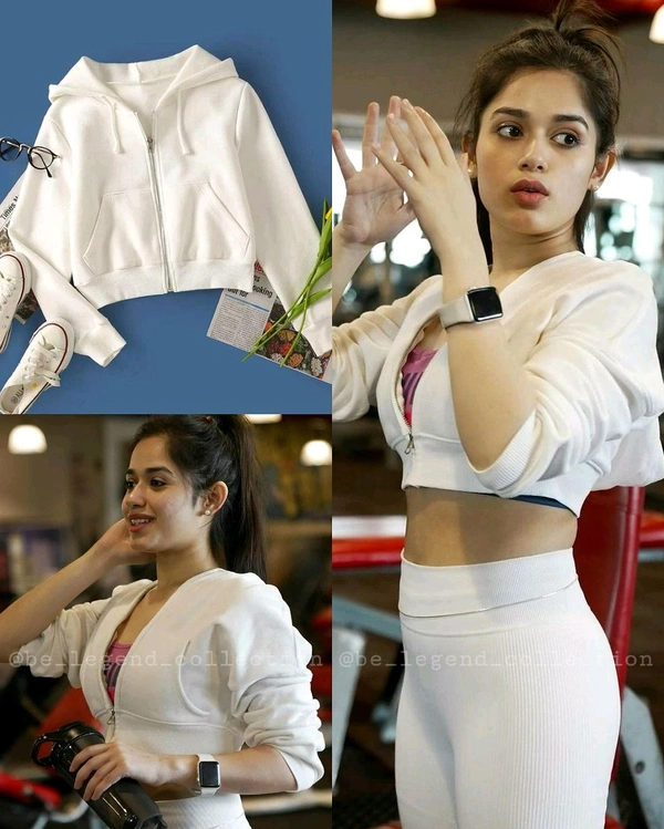 Winter Special Crop Sweatshirts - White, L