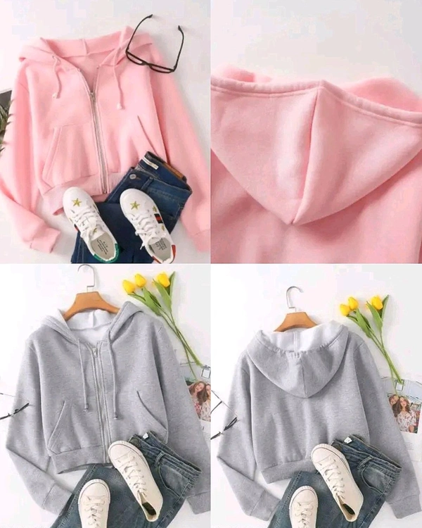 Winter Special Crop Sweatshirts - Pink, S