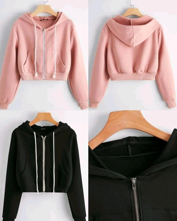 Winter Special Crop Sweatshirts - Peach, L