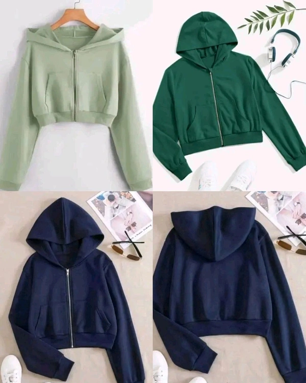 Winter Special Crop Sweatshirts - Green, M