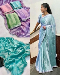 Trendy Saree with Hand Work Saree with Blouse Piece  - Purple, Free Size