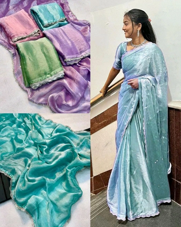 Trendy Saree with Hand Work Saree with Blouse Piece  - Purple, Free Size