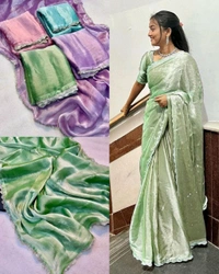Trendy Saree with Hand Work Saree with Blouse Piece  - Purple, Free Size