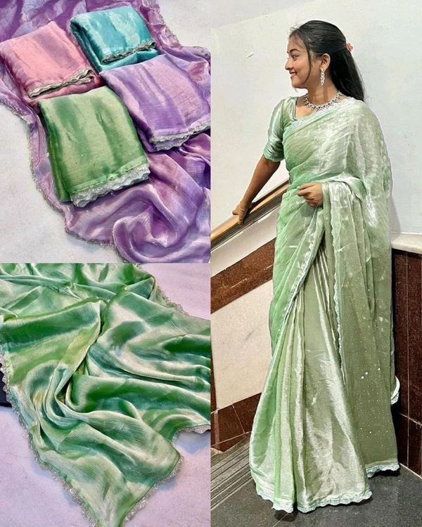 Trendy Saree with Hand Work Saree with Blouse Piece  - Purple, Free Size