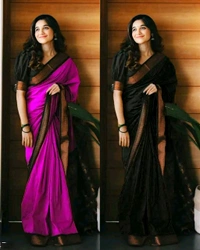 Beautiful Trendy Banarasi Saree - Orange, Free Size
