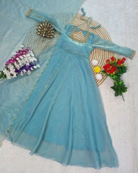 Beautiful Designer Hand Zardoshi Work Gown With Cut Work Duppata - M, Pink