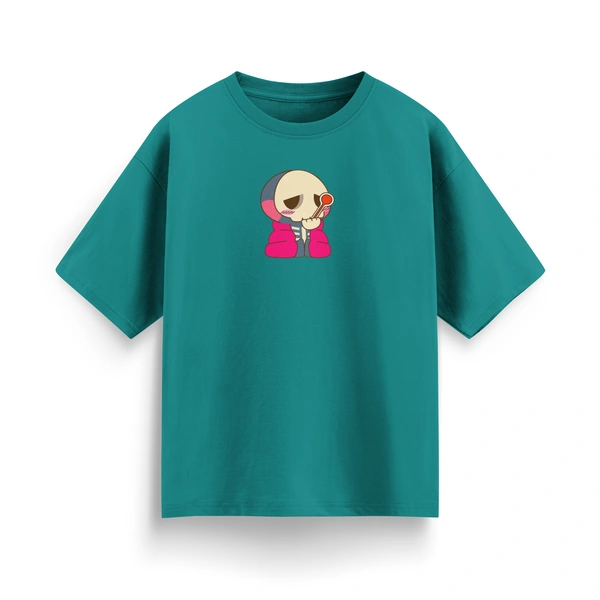 RULED Oversized Tee – Chill Graphic Streetwear  - teal, m