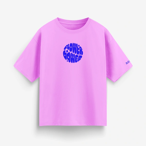 RULED Flower Power Oversized T-Shirt – Cream | Graphic Unisex Tee | Streetwear Style - lavender, s