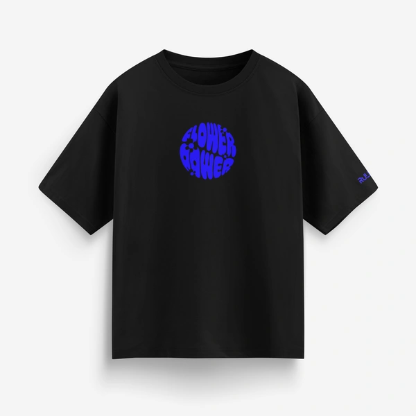 RULED Flower Power Oversized T-Shirt – Cream | Graphic Unisex Tee | Streetwear Style - black, m
