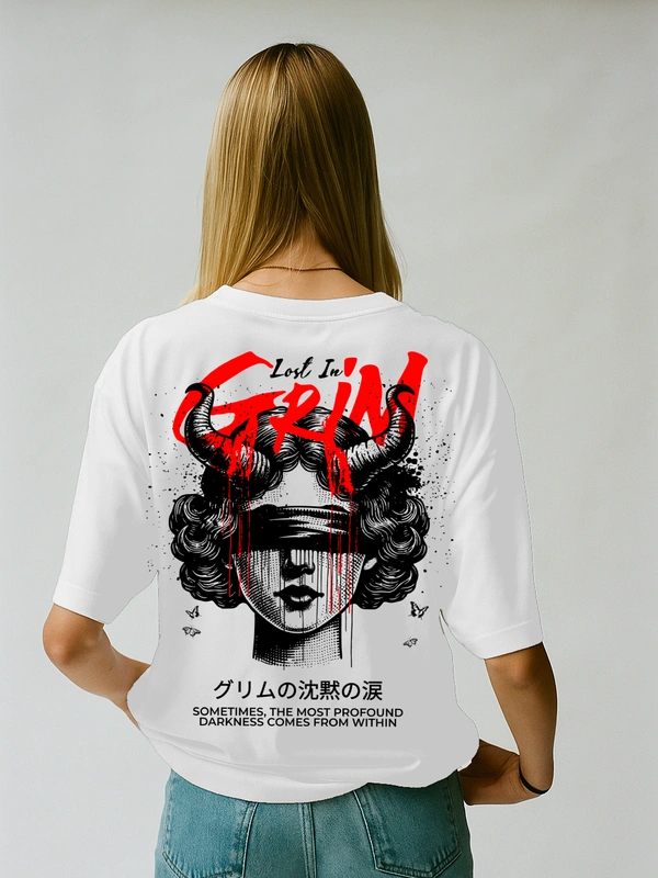 RULED Lost in Grim – Dark Aesthetic Graphic T-Shirt - white, xxl