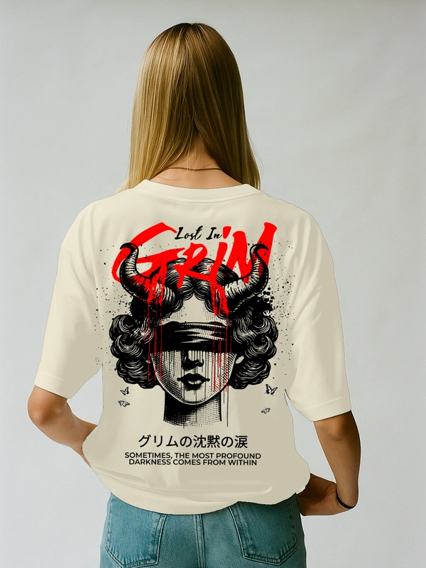 RULED Lost in Grim – Dark Aesthetic Graphic T-Shirt - off white, xxl