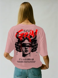 RULED Lost in Grim – Dark Aesthetic Graphic T-Shirt - baby pink, xxl