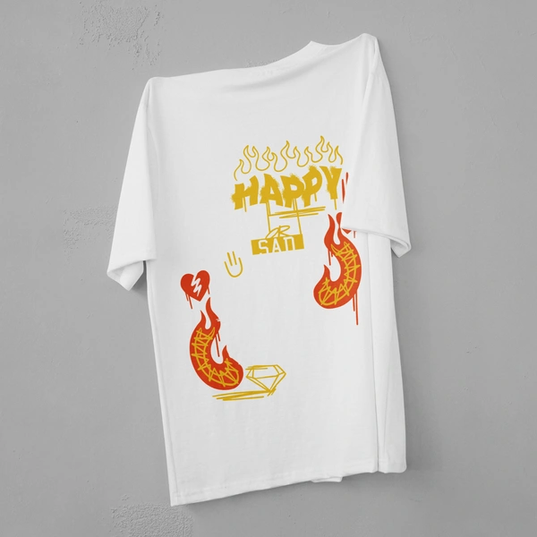 RULED Happy-Sad Graffiti Oversized T-Shirt - white, m