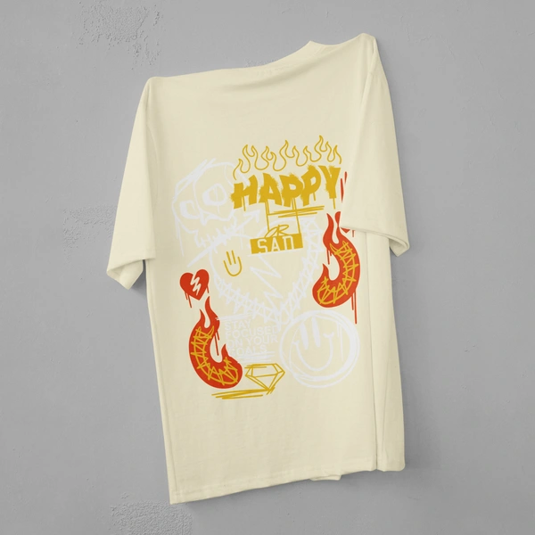 RULED Happy-Sad Graffiti Oversized T-Shirt - off white, m