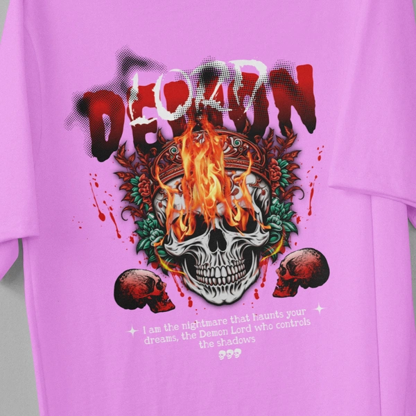 RULED Demon Lord – Flames of the Underworld Tee🔥💀😈 - lavender, xl