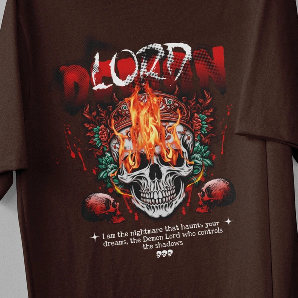 RULED Demon Lord – Flames of the Underworld Tee🔥💀😈 - brown, m
