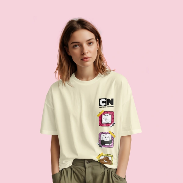 RULED We Bare Bears Cartoon Network Oversized T-Shirt - off white, m