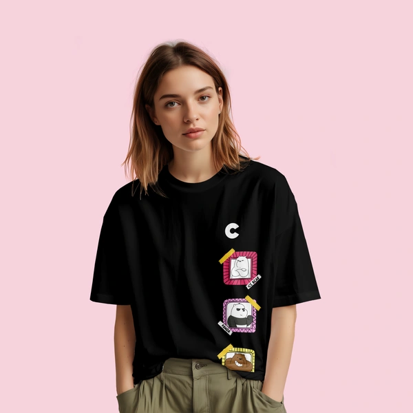 RULED We Bare Bears Cartoon Network Oversized T-Shirt - black, m