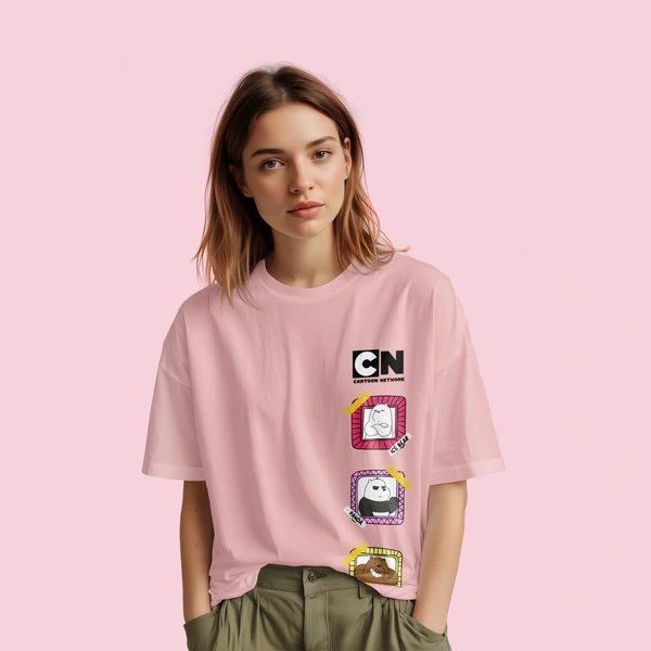 RULED We Bare Bears Cartoon Network Oversized T-Shirt - baby pink, s