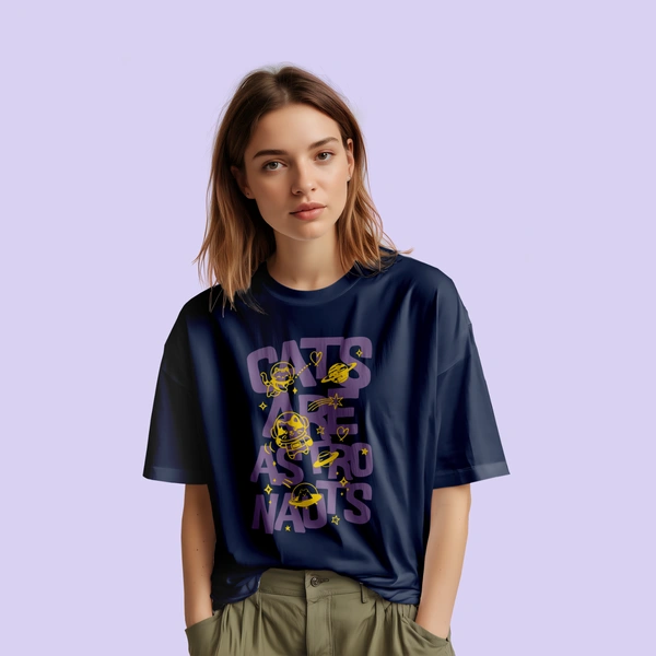 AstroCat T-Shirt - navy blue, xxl