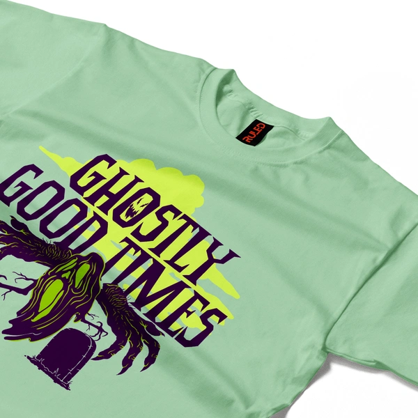 Ghostly Good Times - Spooky Vibes Tee - sage green, xxl