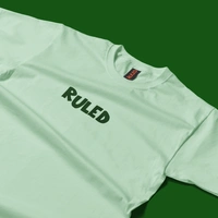 RULED White Graphic Streetwear T-Shirt – Hand-Drawn Abstract Doodle Art | RULED Oversized Tee - sage green, m