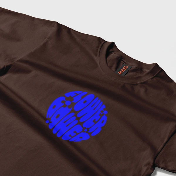 RULED Flower Power Oversized T-Shirt – Cream | Graphic Unisex Tee | Streetwear Style - brown, m