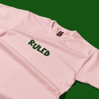 RULED White Graphic Streetwear T-Shirt – Hand-Drawn Abstract Doodle Art | RULED Oversized Tee - baby pink, l