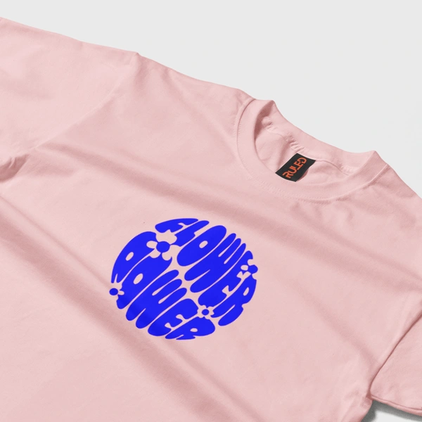 RULED Flower Power Oversized T-Shirt – Cream | Graphic Unisex Tee | Streetwear Style - baby pink, xl