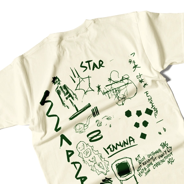 RULED White Graphic Streetwear T-Shirt – Hand-Drawn Abstract Doodle Art | RULED Oversized Tee - offwhite, xxl