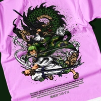 RULED Zoro's Three-Sword Dragon Strike Tee ⚔🐉🔥 - lavender, xl