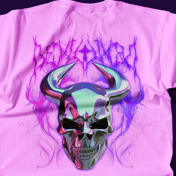 RULED Infernal Skull – Neon Flame Edition🔥💀 - lavender, xl