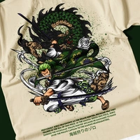 RULED Zoro's Three-Sword Dragon Strike Tee ⚔🐉🔥 - beige, s