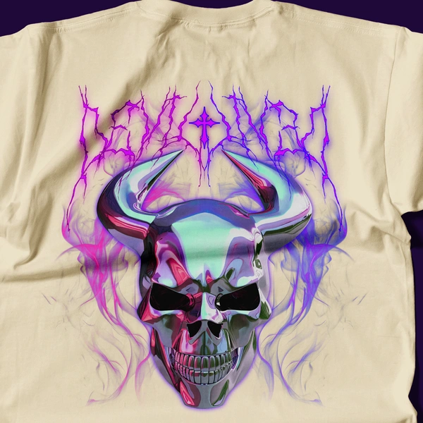 RULED Infernal Skull – Neon Flame Edition🔥💀 - beige, m