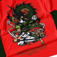 RULED Zoro's Three-Sword Dragon Strike Tee ⚔🐉🔥 - red, m