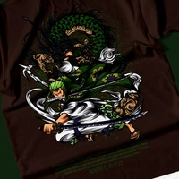 RULED Zoro's Three-Sword Dragon Strike Tee ⚔🐉🔥 - brown, m