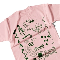 RULED White Graphic Streetwear T-Shirt – Hand-Drawn Abstract Doodle Art | RULED Oversized Tee - baby pink, l