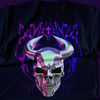 RULED Infernal Skull – Neon Flame Edition🔥💀 - navy blue, xl