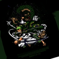 RULED Zoro's Three-Sword Dragon Strike Tee ⚔🐉🔥 - black, m