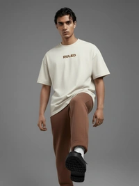 RULED DK Bose Graphic Tee - Vintage Bollywood-Inspired Design - off white, s