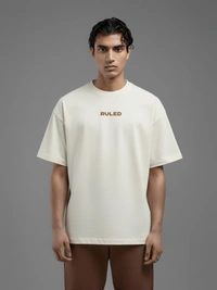 RULED DK Bose Graphic Tee - Vintage Bollywood-Inspired Design - off white, s