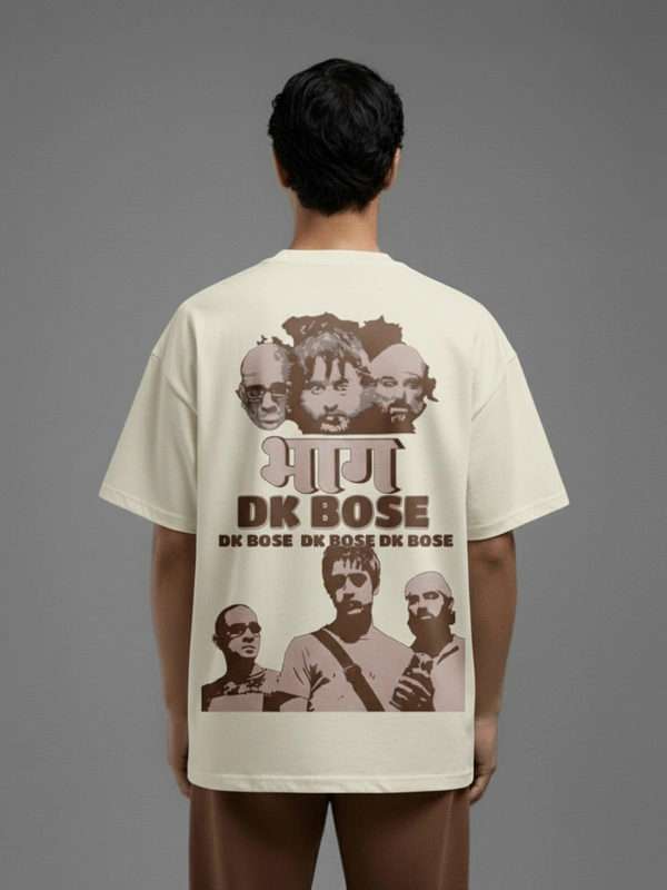 RULED DK Bose Graphic Tee - Vintage Bollywood-Inspired Design - off white, s