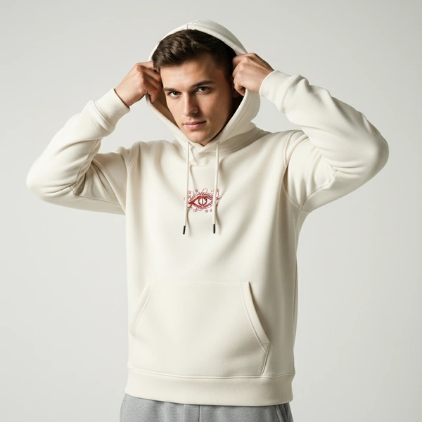 Mystic Hydra Eye Floral Hoodie – Ivory - off white, s