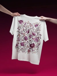 RULED Floral Elegance: A Purple Bloom T-shirt Design - white, l