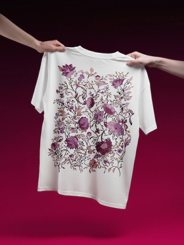 RULED Floral Elegance: A Purple Bloom T-shirt Design - white, l