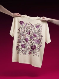 RULED Floral Elegance: A Purple Bloom T-shirt Design - off white, l