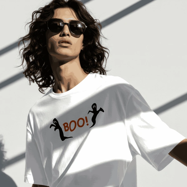 RULED BOO! Oversized T-Shirt – Halloween Streetwear India - white, s
