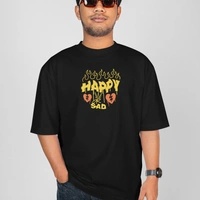 RULED Happy-Sad Graffiti Oversized T-Shirt - black, xl